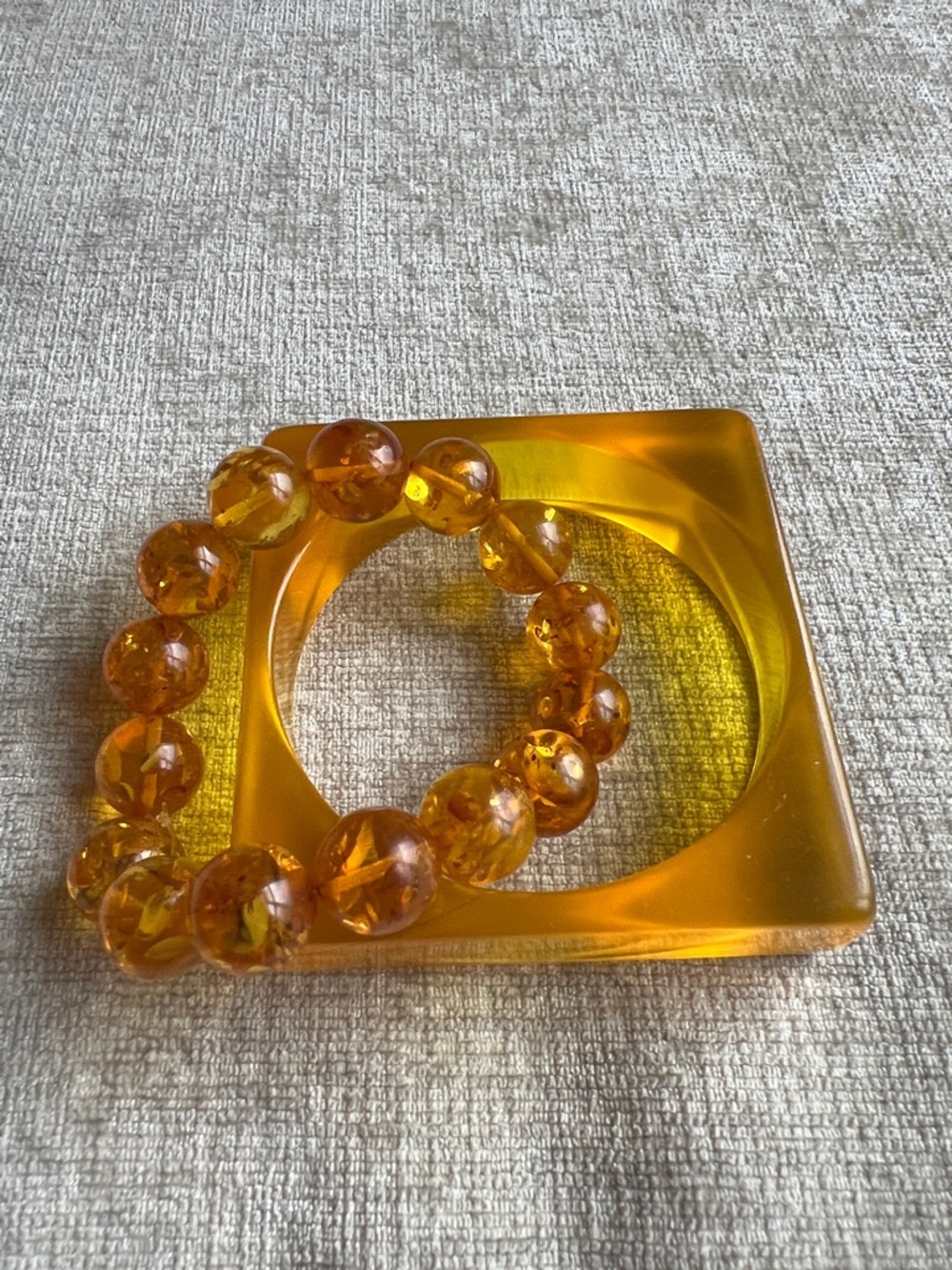 Vintage Amber Orange Beaded Bracelet Set